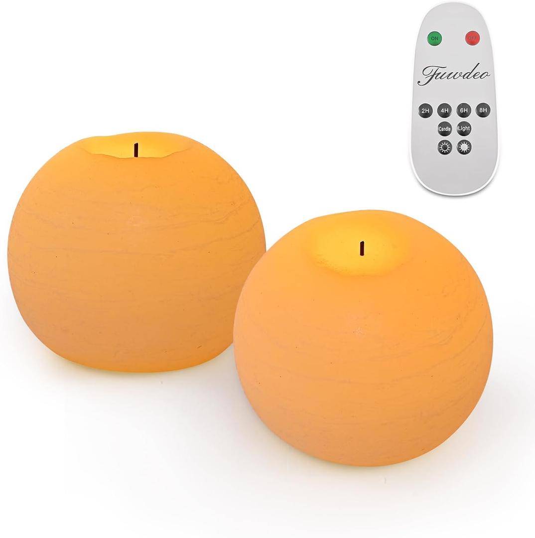 Flameless Candles with Remote & Timer,4" H LED Battery Operated Round Candle 2 Pack,Real Wax Christmas Candle Lights Flickering for Christmas Gift Wedding Home Decor (Ivory)