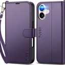 TUCCH Case Wallet for iPhone 17 (6.3") 2025, Wrist Strap, Stand, RFID Blocking, 4 Card Holder, TPU Shockproof Inner Shell, PU Leather, Magnetic Closure Folio Protective Cover, Deep Purple