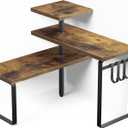 Alsonerbay Countertop Organizer Organization,3 Tier Corner Shelf for Kitchen Counter with Hooks for Coffee Area, Bathroom, Over Sink, Dresser Table (Rustic Brown)