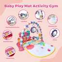 Baby Gym Play Mat, Musical Activity Center for Baby, Kick and Play Piano Gym, Tummy Time Play Mat for Newborn Babies Infants Boys Girls 0-3-6-9-12 Months (Pink)
