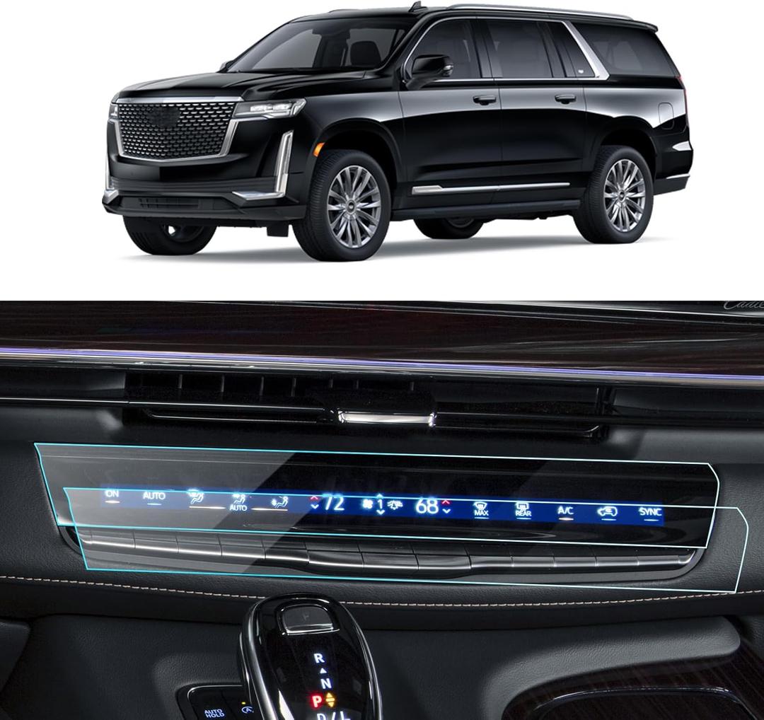 2PCS Car Screen Protector for Cadillac Escalade Luxury/Premium/Sport Platinum/Escalade-V 2021 2022 2023 2024 2025 Accessories AC Nano Touchscreen Protector Film HD Clear Bubble Free