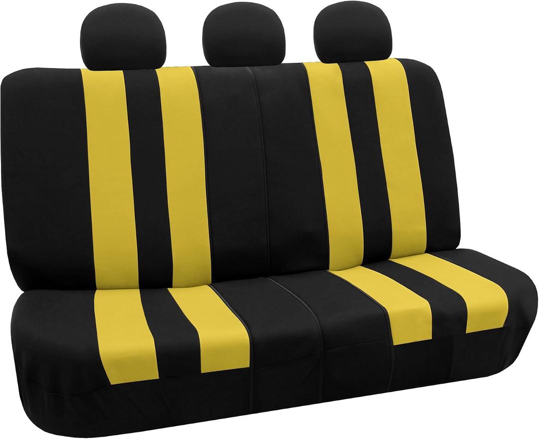 FH Group Striking Striped Car Seat Covers - Universal Fit, Washable Seat Covers for Cars, SUVs, Vans, Sedans, Yellow, Rear Set