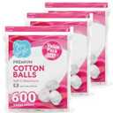 Simply Soft Premium Cotton Balls (600 Count), 100% Pure Cotton, Large Cotton Balls for Face and Nail Polish Remover