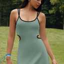 ReachMe Womens Tennis Dress Athletic Dresses with Built in Shorts and Bra Summer Workout Romper Trendy Golf Outfits (L)