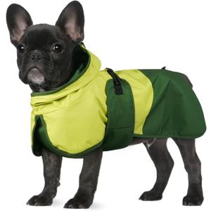 BRKURLEG Dog Raincoat for Small Medium and Large Dogs Waterproof Dog Rain Jacket Adjustable Hooded Dogs Raincoat Pet Rain Coat Poncho with Leash Hole, Reflective Strip, Green, M (M(Back Length14.1"))
