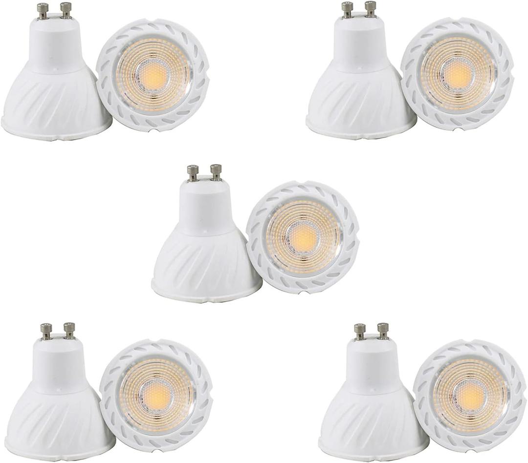 3W GU10 LED COB Bulbs (Equivalent to 25W Halogen) Warm White 3000K 200LM Spotlight for Landscape Recessed Track Lighting, MR16 Base, 38 Beam Angle, 10 Pack