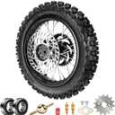 12" Rear Wheel 80/100-12 3.00-12 Dirt Bike Tire Rim Assembly Compatible with 110cc 125cc SSR SR125 KX65 Coolster QG-214 CX65 Baja DR70 Off Road Pit Bike Parts