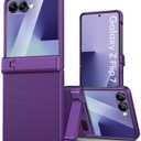 Vihibii for Samsung Galaxy Z Flip 7 Slim Case with Stand & Hinge Protection & Outer Screen Protector & Non-Slip Texture, Shockproof Durable Phone Case for Samsung Galaxy Z Flip 7 5G 2025, Dark Purple