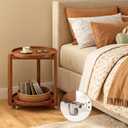 Rolling Side Table with Wheels, Small Solid Wood Round End Table, 17.7 inch