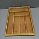 Purawood Kitchen Drawer Organizer with Knife Blocks - Utensil Drawer Organizer for Kitchen, Cutlery Tray & Silverware Organizer, 3-5 Slots - Bamboo Organizer for Utensils & Flatware (Natural)