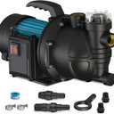 1.5HP 1200GPH Portable Garden Booster Pump with Prefilter, 151-ft Max Head, Stainless Steel Housing, Accessible Intake Filter, for Shallow Wells and Sprinkler Irrigation