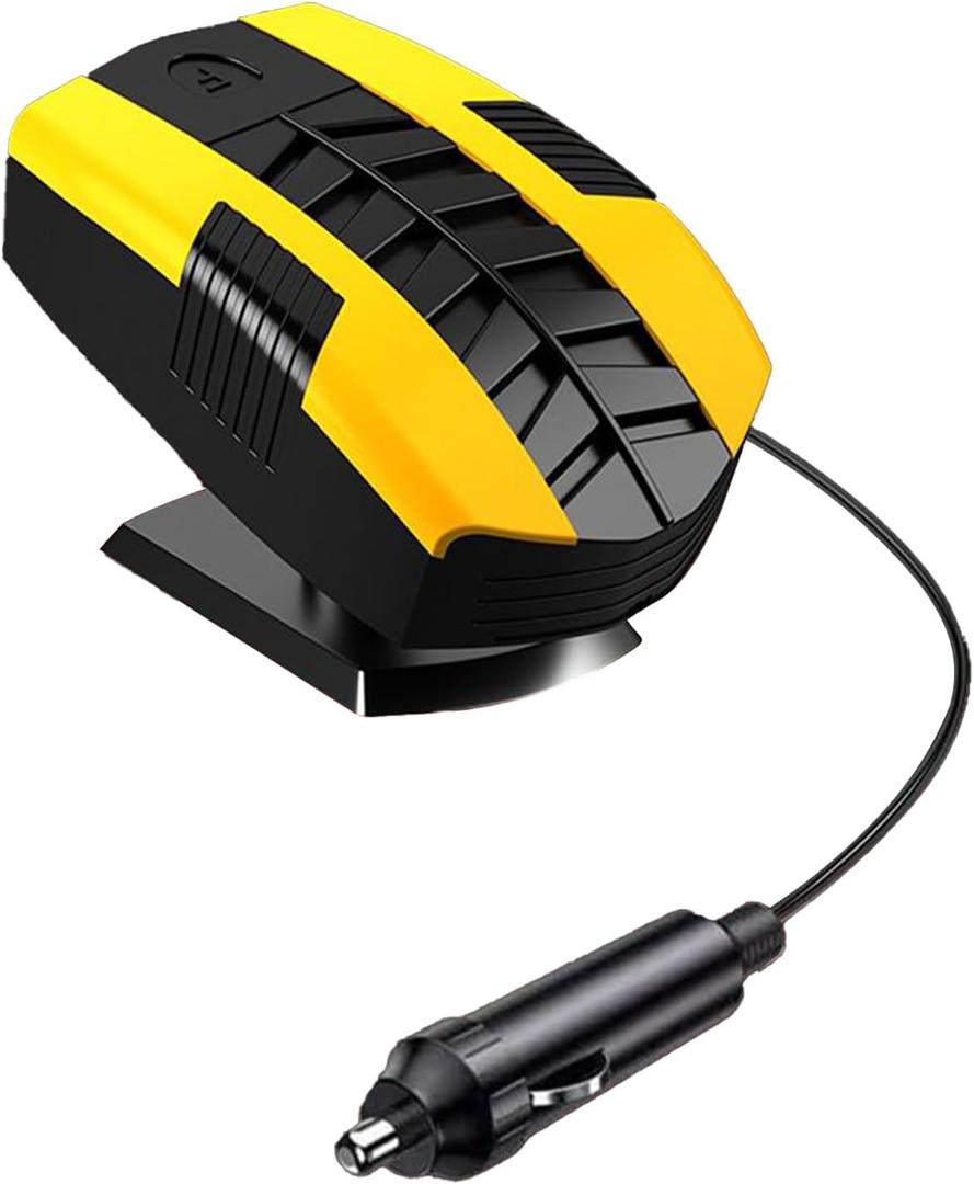 2in1 Portable Car Heater & Cooler Fan, 12V Fast Windshield Defroster and Defogger with 360° Rotation, Plugs into Cigarette Lighter
