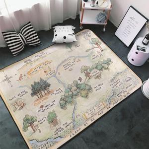 100 Acre Wood Map Rug Jungle Forest Area Rugs Modern Living Room Bedroom Playroom Home Decor Carpet Non-Slip Floor Mat 5' x 7'