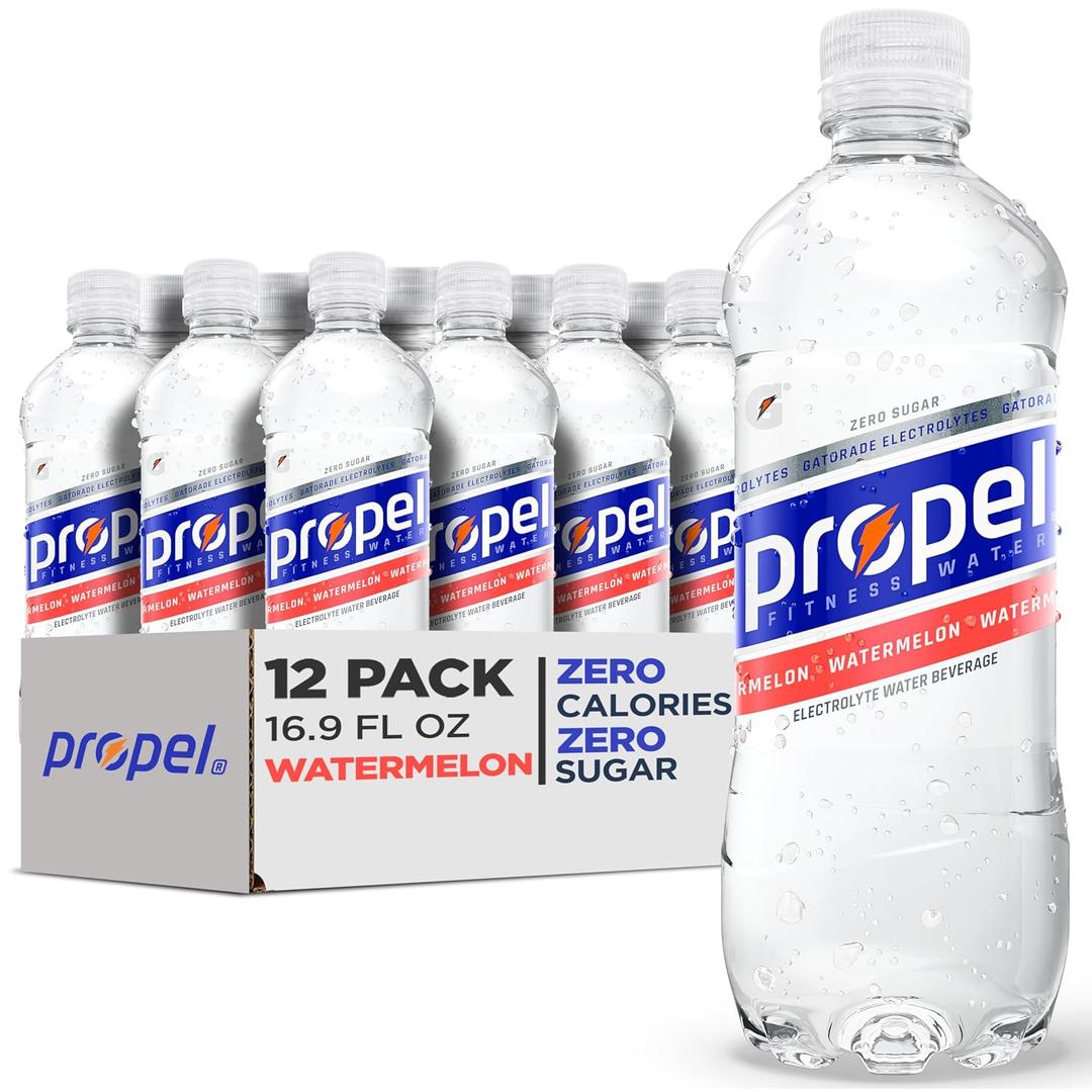 Propel Electrolyte Enhanced Water Sports Drink, Watermelon Flavored Water, Zero Calorie & Zero Sugar Hydration with Electrolytes and Vitamins C & E, 16.9 fl oz Water Bottles (12 Pack) (EXP 12/31/26)