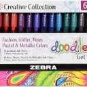Zebra Pen, doodlerz Gel Stick Pens, 1.0mm Needle-Point Tip, Glitter, Neon, Pastel, Metallic Gel Ink, Vibrant Assorted Colors, Water-Based Ink, Art and School Pens, 60 Count Pack (41960)