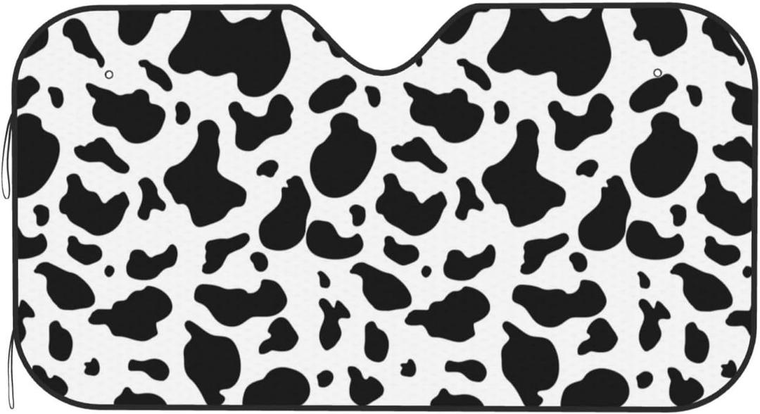 Car Sun Shade for Front Windshield Auto Windscreen Heat Insulation Sunshade Lightweight Easy Use Car Sun Visor for SUV Sedan and Passenger Vehicle (Cow Print, M(55x30in))