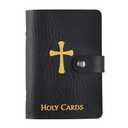 PFKink Holy Card Holder Carrying Case for Adults, Unisex, Faux Leather, Up to 40 Cards, Black, Snap Closure