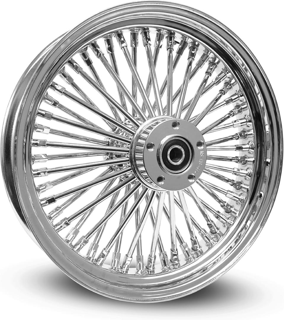 16X3.5 FAT 52 Stainless Spoke/Nipple For Harley Softail 2008 Above 25mm Rear Wheel - No ABS (1-1 All Chrome - Wheel Only)