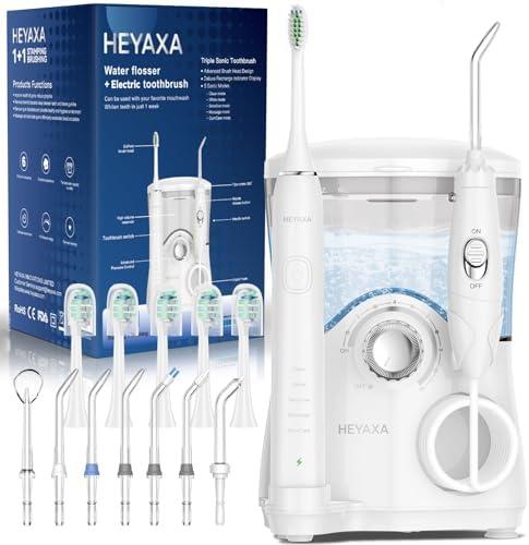 Water Flosser & Ultrasonic Electric Toothbrush Combo, 600ML Water Dental Flosser Toothbrush with 7 Jet Tips, 10 Adjustable Water Pressure, 5 Toothbrush Heads for Home Use, Gums, Braces