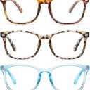 CCVOO 5 Pack Reading Glasses Blue Light Blocking with Case, Filter UV Ray/Glare Computer Readers Fashion Nerd Eyeglasses Women/Men (A1 With Case, 2.75 (Medium)