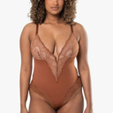 HeyShape Bodysuits for Women - V-Neck Lace Backless Thong - Body Shaper Tummy Control Shapewear for Women M