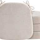 D-Shaped Chair Cushions for Dining Chairs, 2.5 Thick Chair Pads with Washable Comfortable Textured Cover, Non Slip Kitchen Chair Cushions with Ties, 16.5" x 16.5", 4 Pack, Beige