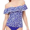 Profile by Gottex Women's Standard Summer Time Off Shoulder Tankini (14, Indigo/White)