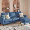 Homall Sofa for Living Room, Couch with Convertible Chaise, 3 Seat L-Shaped Sofas, Comfy Fabric Couches for Apartment, Small Space, Blue