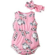 Kimoda Infant Baby Girls Clothes 03 Months Ruffle Romper Newborn Milk Pink Sheep Summer Bodysuit Gift for Christening or Baptism