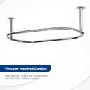 Oval Shower Curtain Rail Rod For Bathroom, Traditional, Large and Heavy Duty Ceiling Mounted with Adjustable Support - 45X 25 Inch (Free Curtain Rings) (Chrome)