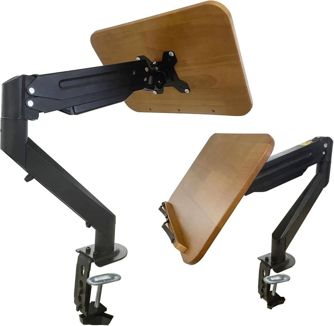 Desk Clamp Book Stand, Aluminum Book Holder Adjustable Height & Angle, Cookbook Stand for Kitchen, Recipe Book Holder with 360°Swivel Base, Book Stand for Reading, Office, Laptop