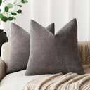 Foindtower Pack of 2 Soft Textured Throw Decorative Pillow Covers Square Accent Solid Cushion Cover Cozy Farmhouse Pillow Case with Zipper for Couch Sofa Bedroom Living Room 22x22 Inch, Charcoal