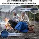Waterproof Outdoor Blanket 82X 55 Packable, Stadium Blankets for Camping with Sherpa Fleece Lining, Large Windproof Emergency Throw for Garss Picnic Hiking Road Trip, Machine Washable, Black 300GSM