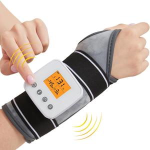 AOBOCO Cordless Wrist Massager with Heat - 3000mAh Wrist Heating Pad for Carpal Tunnel Relief - Rechargeable Heated Wrist Brace Wrap for Men Women, 3 Heat Levels & 3 Vibration Mode