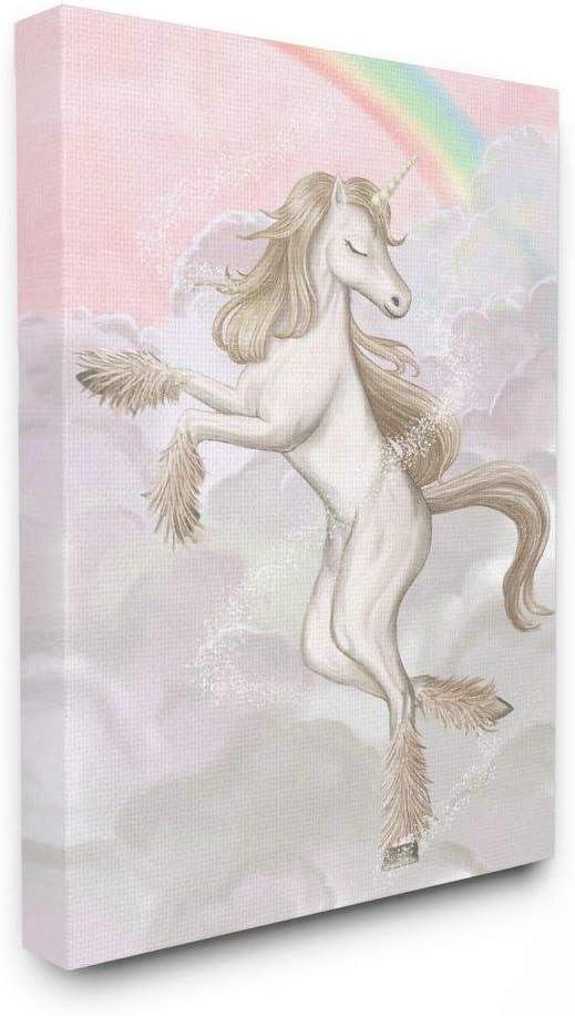 Stupell Industries Glam Unicorn Sparkle Rainbow Pink Cloud Girl Design, Designed by Ziwei Li Wall Art, 36x48, Canvas