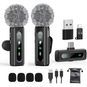 USB C Lavalier Microphone Wireless Mini Mic for Type-C Android Phone/Tablet/PC Video Recording Clip-on Mics with Rotatable Clip&Denoise Recording, Ideal for Vlog Tiktok Youtube Podcast Content Creator