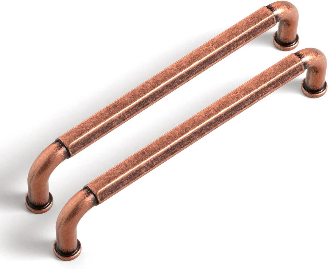 Goo-Ki 6 Pack 5 Inch 128mm Hole Center Cabinet Pulls Antique Copper Zinc Alloy Kitchen Drawer Pulls Drawer Handles 5.4 Inch Length 2201-AC-128