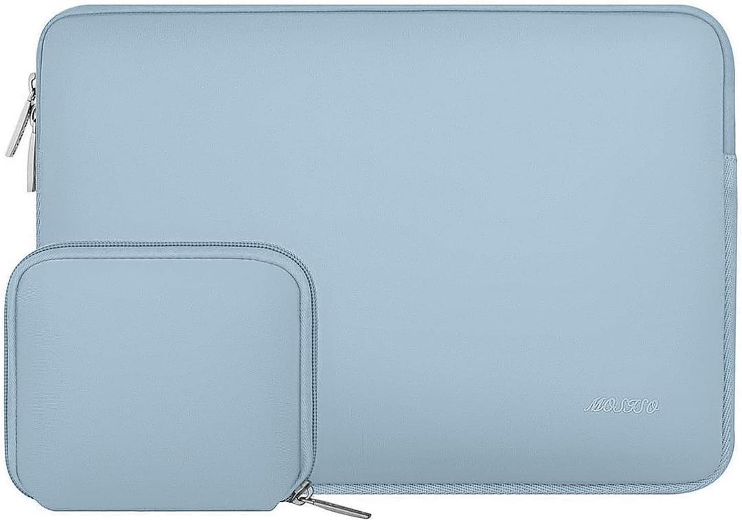 MOSISO Laptop Case 13.3 inch, 13-13.3 inch Laptop Sleeve Bag Compatible with MacBook Air/Pro 13/Pro 14 M5 M4 M3 M2 M1, HP Dell ASUS Lenovo, Neoprene Computer Sleeve Bag with Small Case, Airy Blue