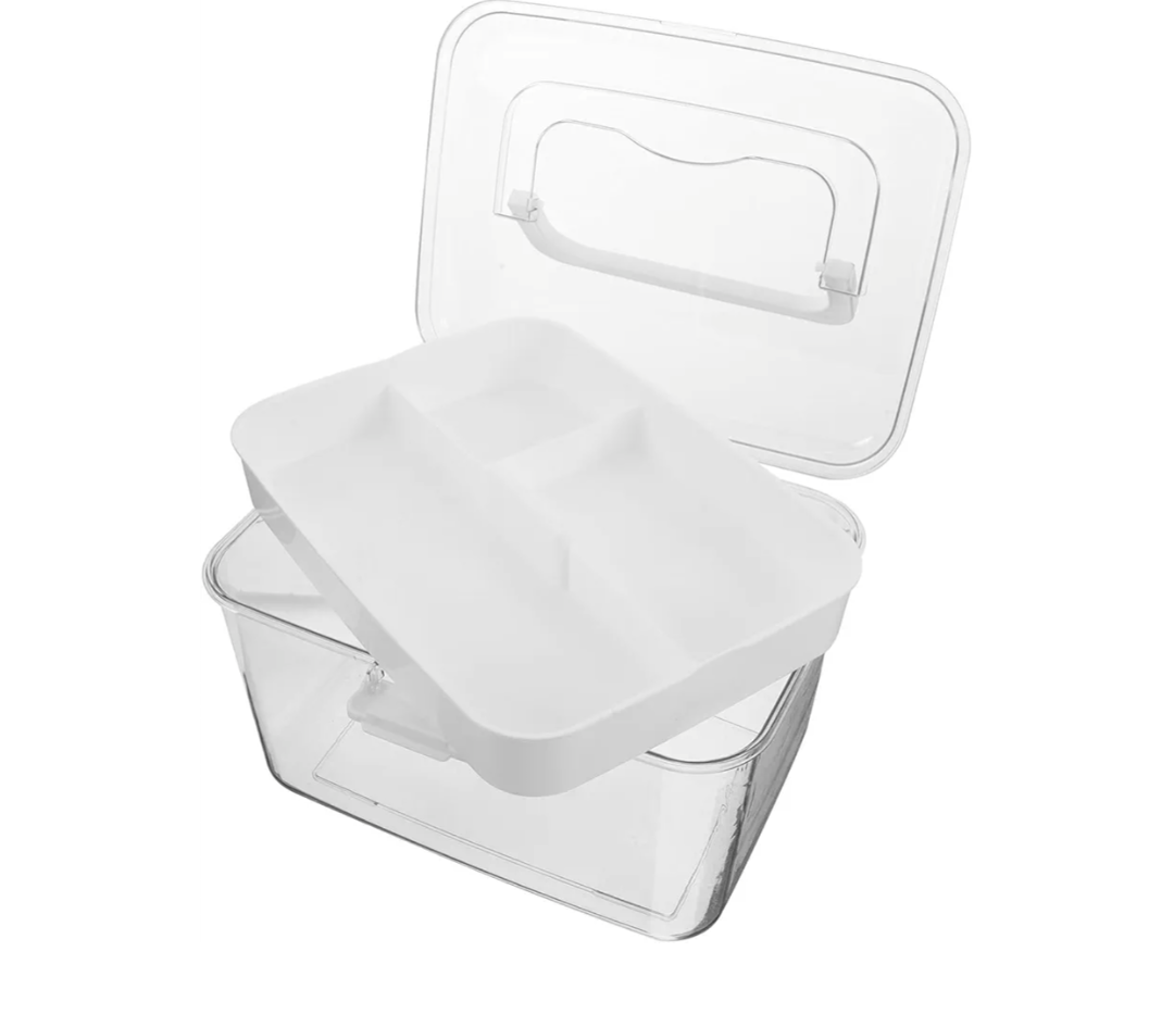 Plastic Medicine Chest: Transparent Portable Medicine Storage Container with Lid and Handle - Pill Organizer Case for Travel and Office