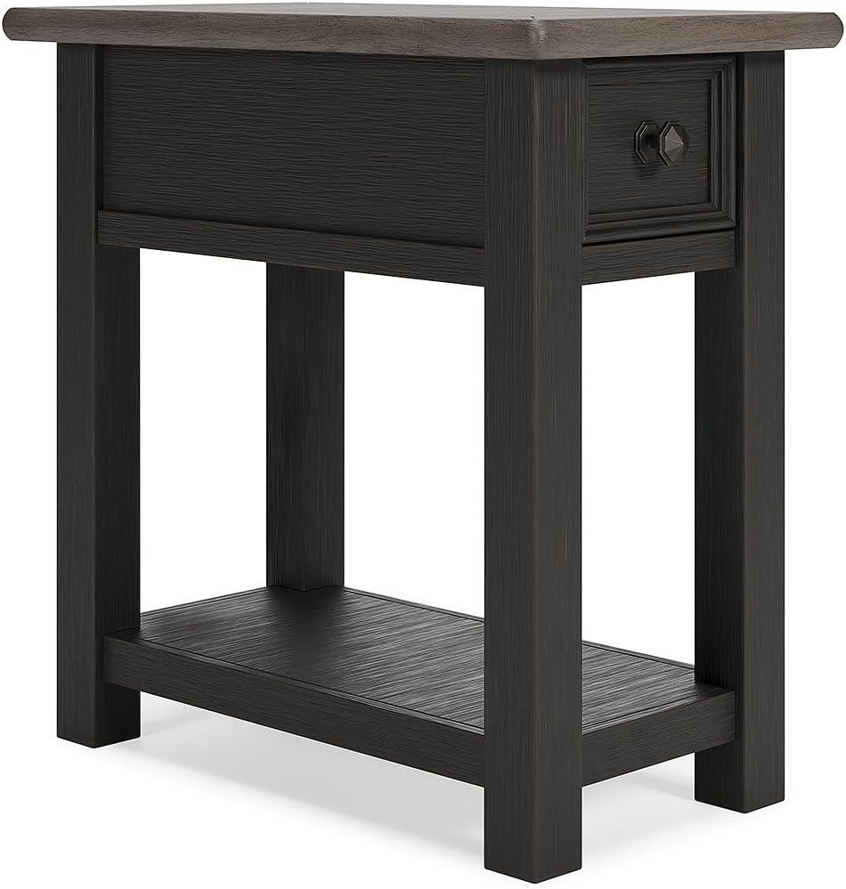 Signature Design by Ashley Tyler Creek Chair Side End Table, Light Brown & Whitewash (Black)
