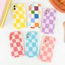 Case for iPhone 11, Cute Checkerboard Larger Blocks Pattern Aesthetic Gloss Phone Case, Raised Lens Edge Protection, Stylish Slim Soft TPU Protective Cover for iPhone 11, Purple