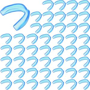 Kathfly 50 Pcs Football Mouth Guards Bulk Sports Mouth Pieces Protection Silicone Athletic Braces Football Accessories Teeth Armor Adult Teenager Teeth Armor for Boxing Basketball Hockey (Blue)