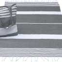 Turkish Beach Towel And Tote Bag - Beach Bag Tote And Turkish Towel Set. Travel, Picnic Blanket, Yoga. Women or Men. (Charcoal)