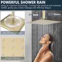 Shower Faucet Set Rainfall Shower System Push Button Diverter Shower Faucet with 4 in 1 Handheld, Ceiling Mount 12 Inch Shower Head and 6 Inch Wall Mount Shower Head (Brushed Gold)