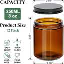 8 oz Amber Glass Candle Jars with Lids,12 Pack Airtight Candle Containers