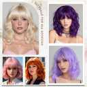 Blonde Wigs for Women Short Wavy Bob Wig With Bangs Heat Resistant Synthetic Wigs for Daily Party Cosplay Costume Wig Use