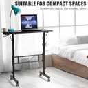 SIDUCAL Standing Desk Adjustable Height, Small Mobile Table with Wheels, Rolling Desk for Standing or Sitting, Portable Computer Desk for Walking Pad, Black