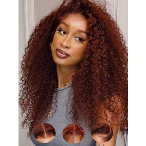 Beauty Forever Curly Glueless Wigs Human Hair 7X5 Pre-Everything Bye Bye Knots Wear and Go Wig with Reddish Brown,Pre Plucked Pre Cut HD Lace Front Curly Wig for Women 150% Density 33B Color 22inch (22 Inch, 33B Reddish Brown7x5 GluelessJerry Curly)