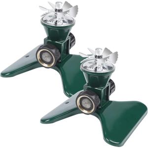 Biswing 2 Pack Lawn Sprinkler, Heavy Duty Metal Square Garden Sprinkler, 360 Degree Large Area Irrigation, Connectable Rotating Automatic Water Sprinklers for Yard Lawn Garden Watering