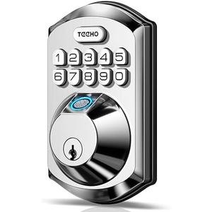 TEEHO TE002 Fingerprint Door Lock - Keyless Entry Door Lock - Electronic Keypad Deadbolt - Smart Locks for Front Door - Auto Lock - Easy Installation - Satin Nickel
